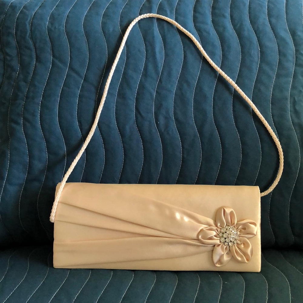 Cream Satin Evening Bag